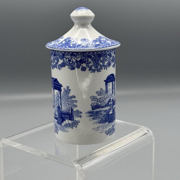 Vtg Spode Blue Room Collection Venetian Scenes Spice Jar Blue White w/Lid - Picture 10 of 10